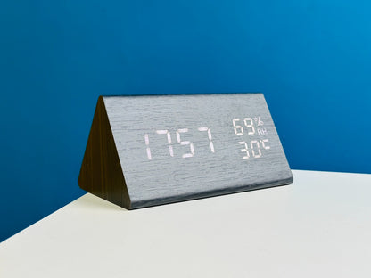 Triangle Wooden Style Digital Led Clock – Black