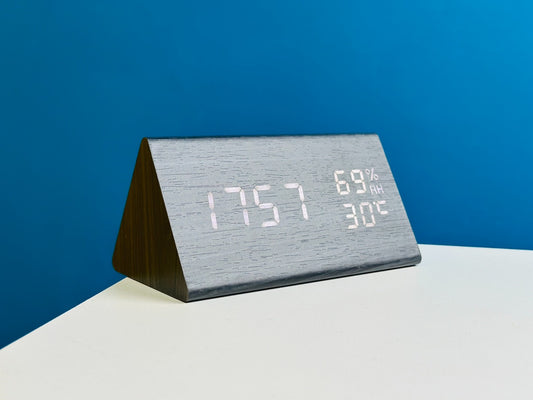 Triangle Wooden Style Digital Led Clock – Black