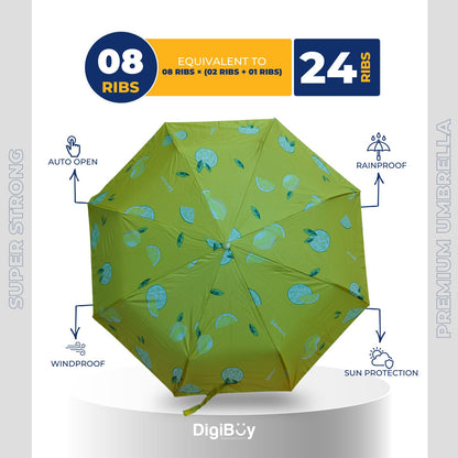 Moon Fruit Print Kid's 8(=24) Ribs  Auto Open and Close Umbrella (4 Colour)