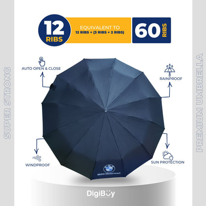 12(=60) Ribs Shankar Golden (Inner side) Color Auto Open & Close Umbrella (4 Color)