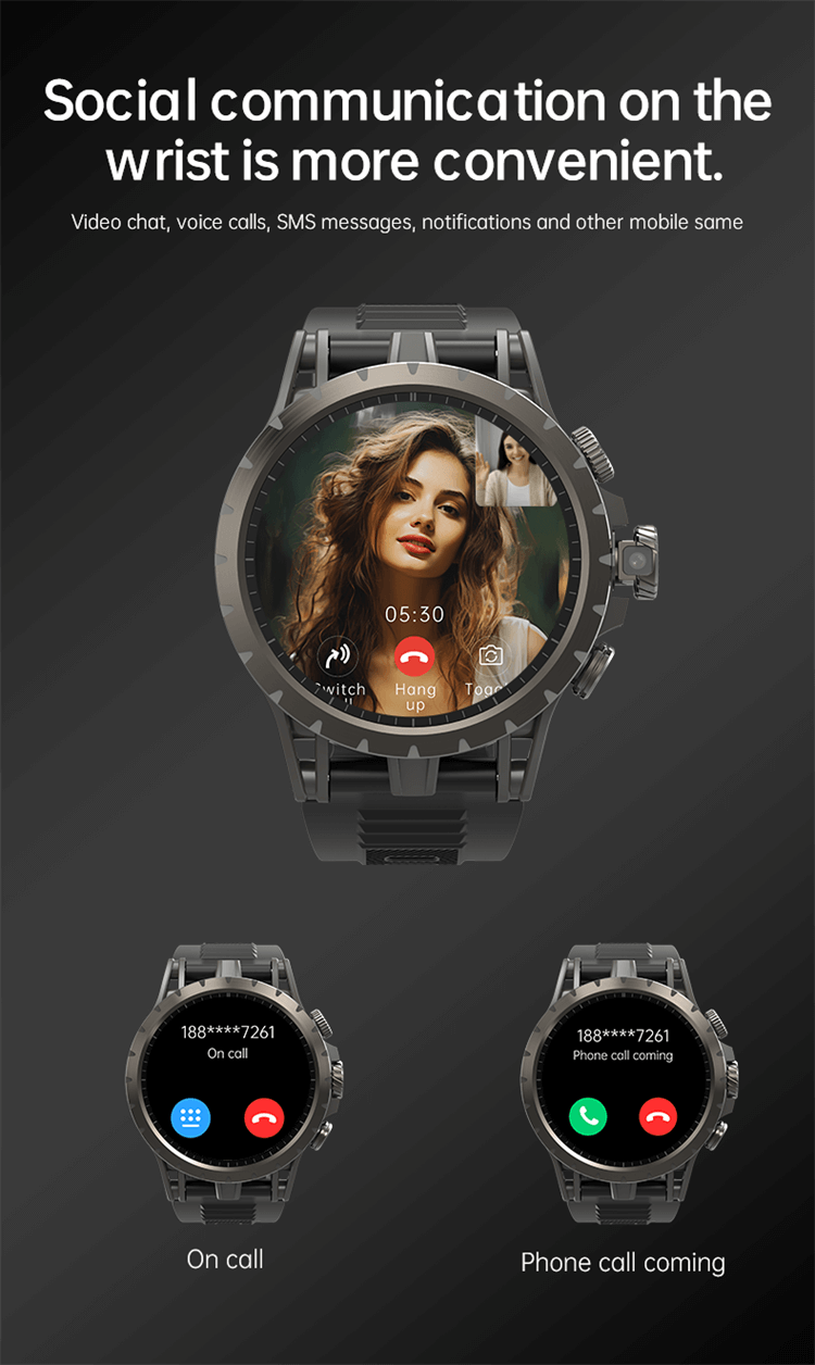 Valdus VG54 Pro 4G LTE SIM Android Smart Watch with AMOLED Display, Camera, GPS & Calling Support