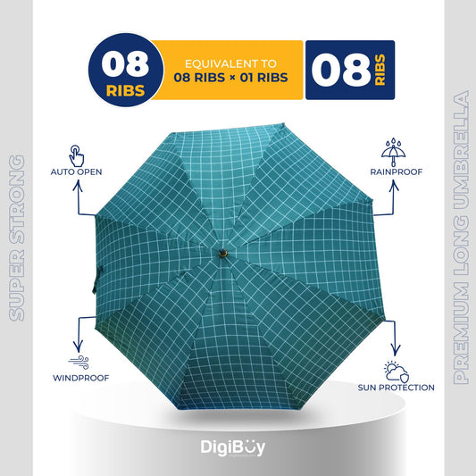 8(=8) Ribs Rahman Mukut Automatic Open Long Umbrella  (4 Colour)